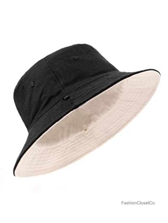 Accessories - XXL Reversible Bucket Hat with Chin Strap - Breathable Cotton Sun Hat for Travel